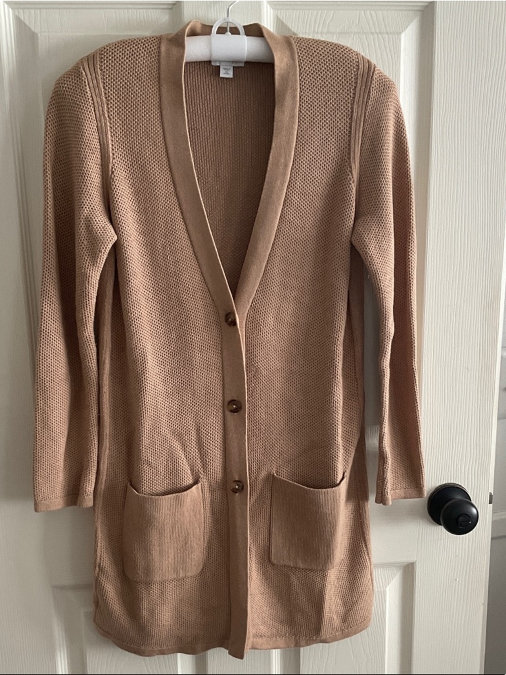 J. Jill Camel/Tan Long Button-Front Cardigan